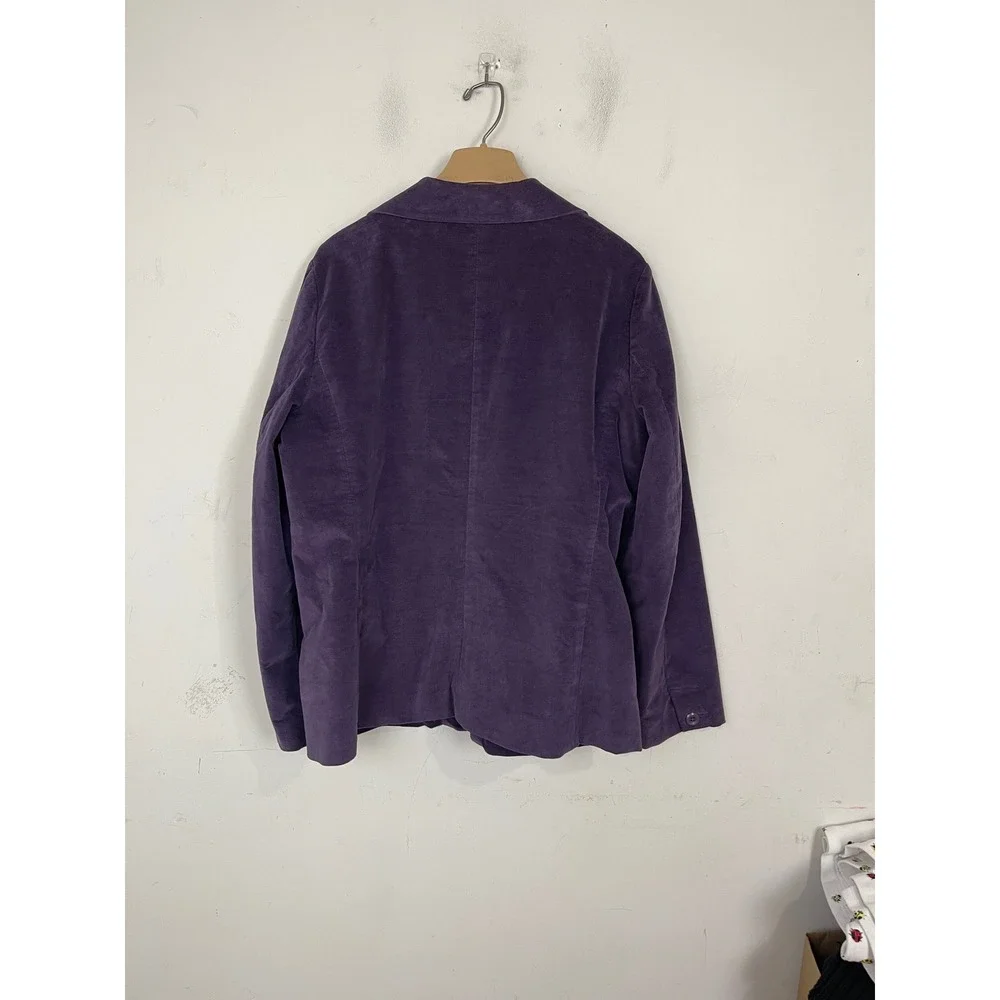 LL Bean Purple Corduroy Blazer Jacket Womens 16‎ Regular Cotton Spandex 3 Button